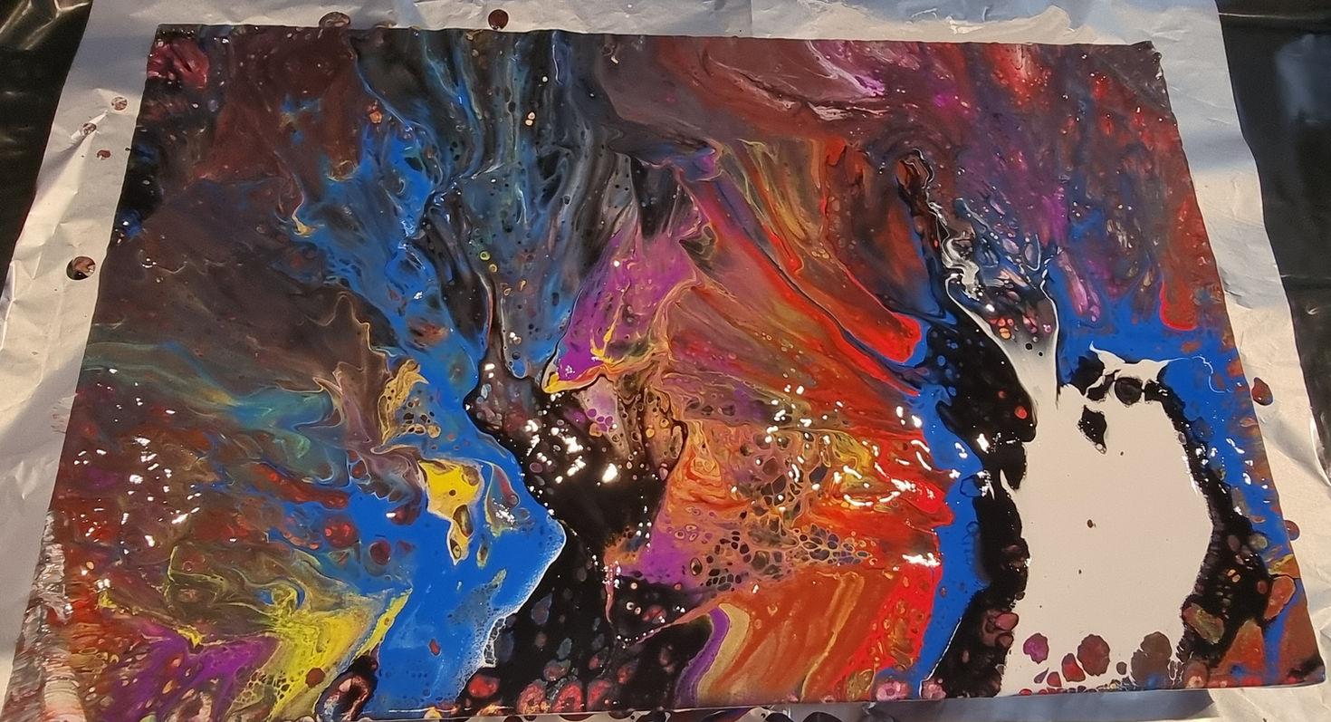 Vidéo 1 Tableau en acrylique pouring "Ciel galactique"